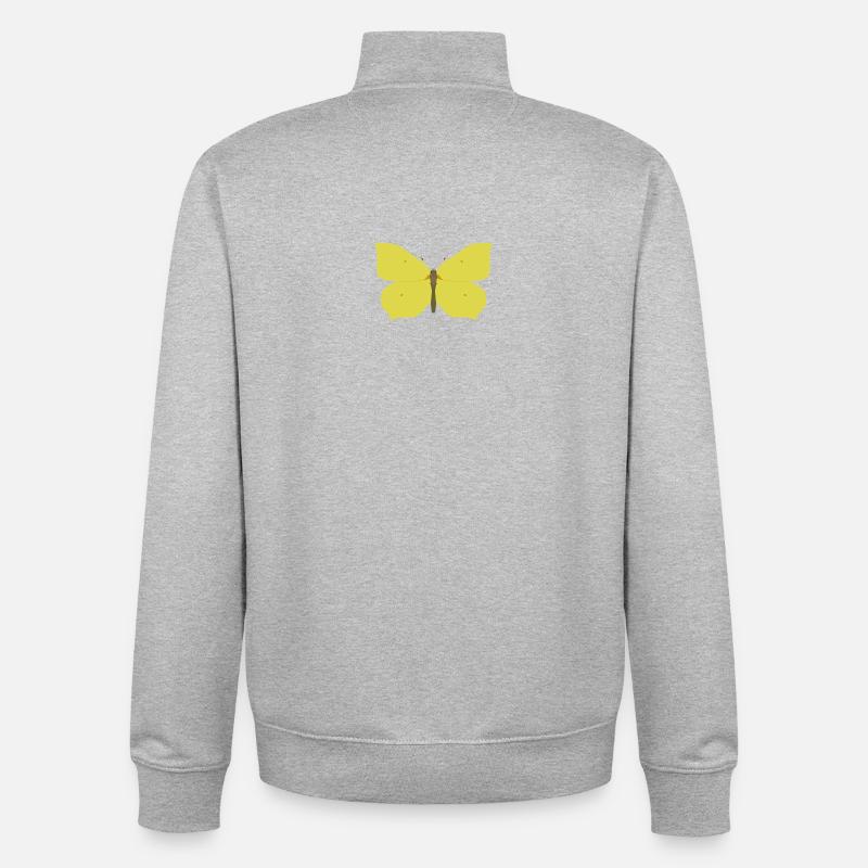 Papillons : Le papillon citron - Sweat zippé unisexe en coton bio Stanley/Stella - gris chiné