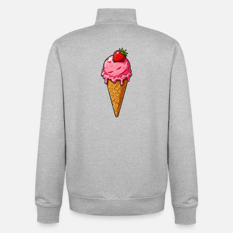 Erdbeere Eis Kugel - Unisex Organic Zip Sweatshirt von Stanley/Stella - Grau meliert