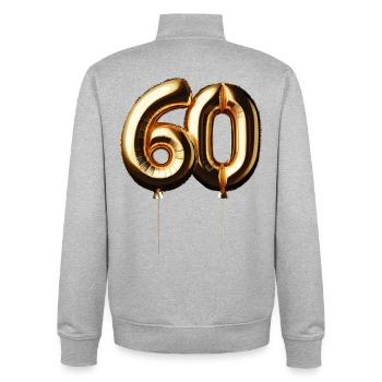 60 ans de ballon d’or feuille de ballon cadeau - Sweat zippé unisexe en coton bio Stanley/Stella - gris chiné - Dos - AI Model Male 185 light (185cm)