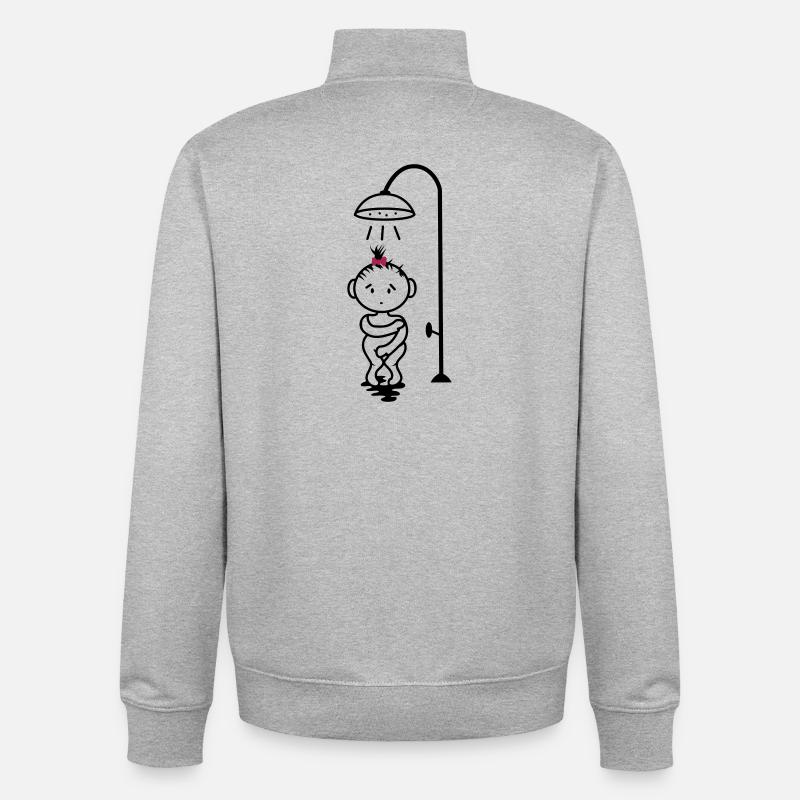 fille timide sous la douche - Sweat zippé unisexe en coton bio Stanley/Stella - gris chiné