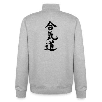 Aikido Kanji - Unisex Organic Zip Sweatshirt von Stanley/Stella - Grau meliert - Hinten - AI Model Male 185 light (185cm)