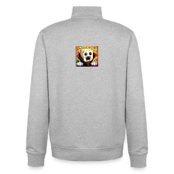 Comte Tofula - Sweat zippé unisexe en coton bio Stanley/Stella - gris chiné - Dos - AI Model Male 185 light (185cm)