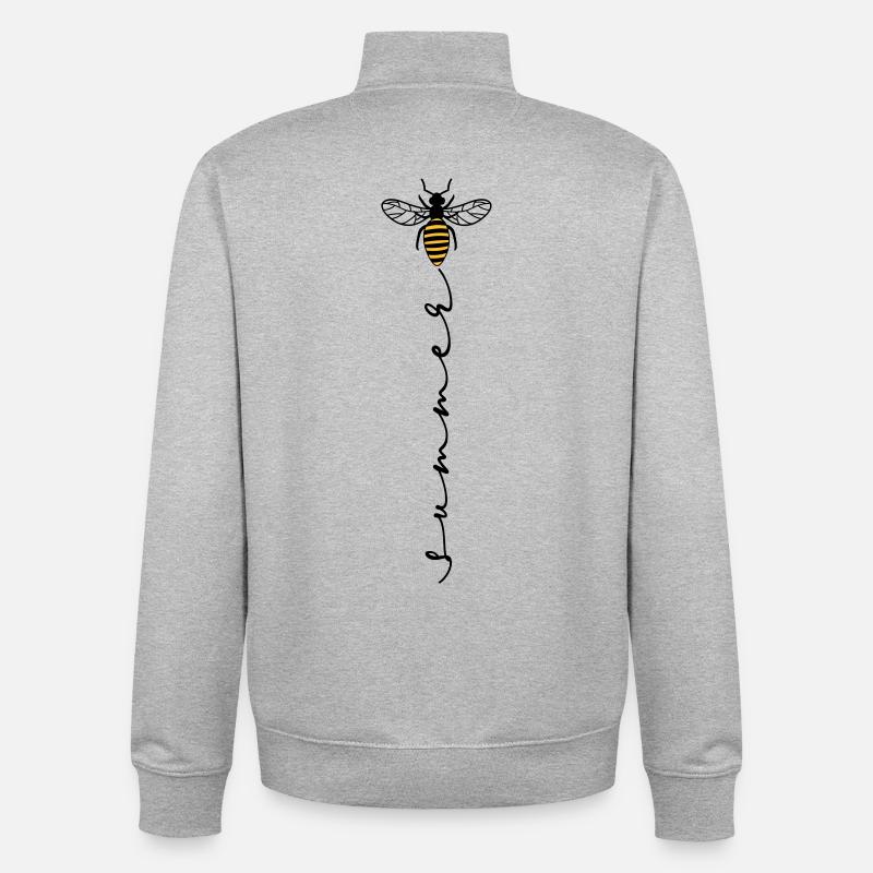 Buzzer d'abeille d'été - Sweat zippé unisexe en coton bio Stanley/Stella - gris chiné