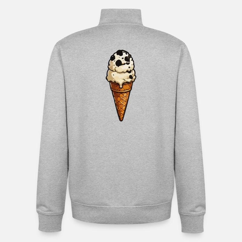 Keks-Eis Cartoon-Icon - Sweat zippé unisexe en coton bio Stanley/Stella - gris chiné