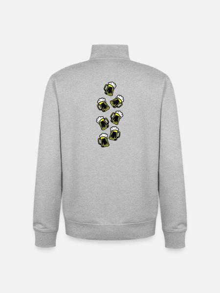Toasting beer Drinking - Unisex Organic Zip Sweatshirt by Stanley/Stella - heather grey