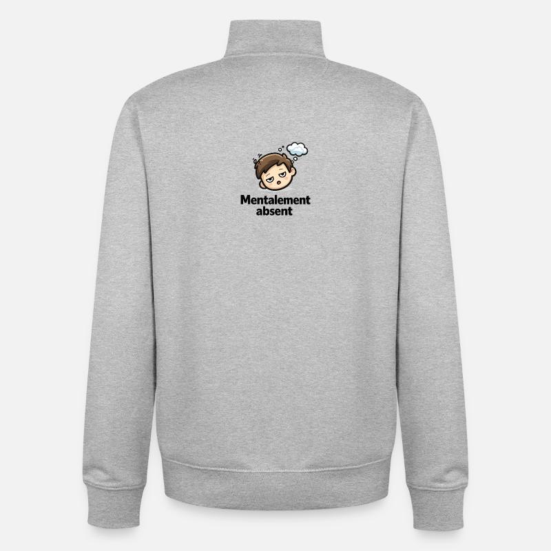Tête rêveuse Mentalement absent - Sweat zippé unisexe en coton bio Stanley/Stella - gris chiné