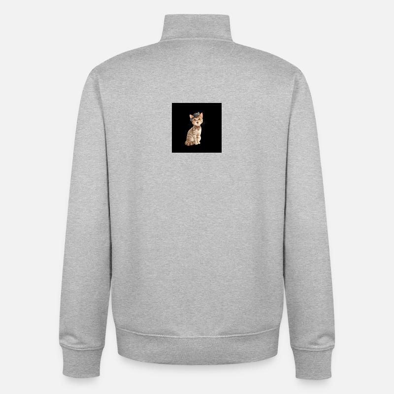 Kätzchen mit Fedora-Fliege - Unisex Organic Zip Sweatshirt von Stanley/Stella - Grau meliert