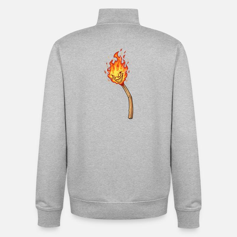 Lodernder Flammenkobold - Unisex Organic Zip Sweatshirt von Stanley/Stella - Grau meliert