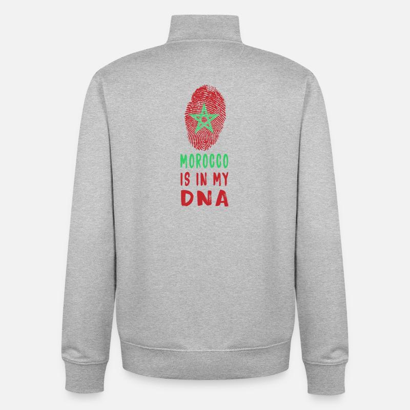 Le Maroc est dans mon ADN / idée cadeau - Sweat zippé unisexe en coton bio Stanley/Stella - gris chiné