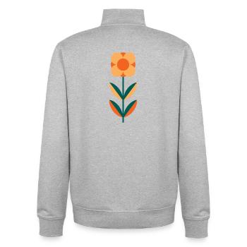 Minimalist Summer Poppy Blossom Design - Unisex Organic Zip Sweatshirt by Stanley/Stella - heather grey - Back - AI Model Male 185 light (185cm)
