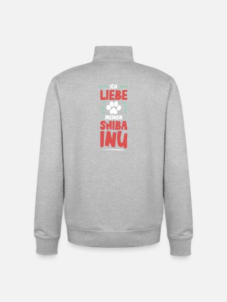 I love Shiba Inu - Unisex Organic Zip Sweatshirt by Stanley/Stella - heather grey