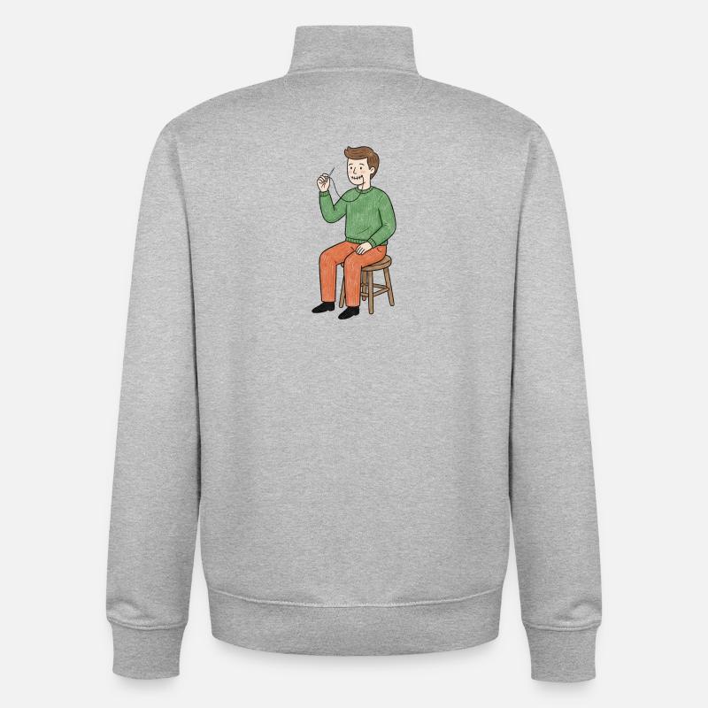 Crazy Sewing with Thread - Unisex Organic Zip Sweatshirt by Stanley/Stella - heather grey