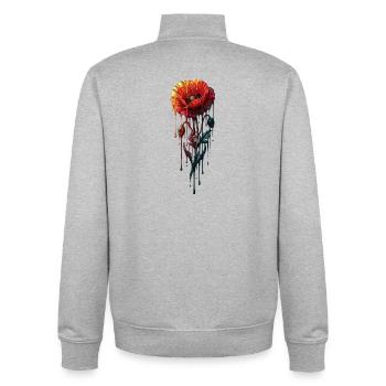 Mohnblume mit farbenfroher, tropfender Farbe - Unisex Organic Zip Sweatshirt von Stanley/Stella - Grau meliert - Hinten - AI Model Male 185 light (185cm)