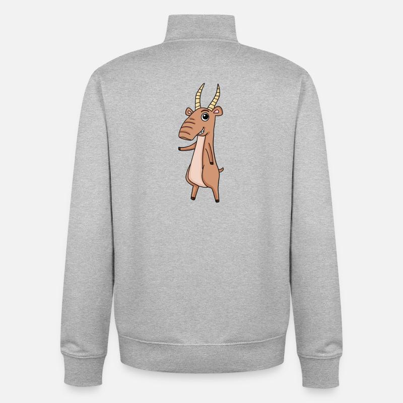 Antilope Saiga Saiga - Sweat zippé unisexe en coton bio Stanley/Stella - gris chiné
