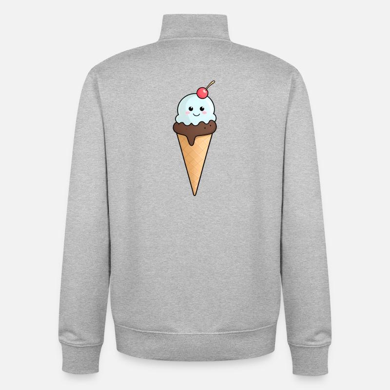 Kuscheliges Eis mit Kirsche - Unisex Organic Zip Sweatshirt von Stanley/Stella - Grau meliert