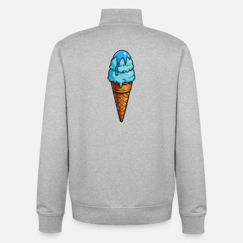 Blaues Eiscreme Cartoon Eiswaffel - Unisex Organic Zip Sweatshirt von Stanley/Stella - Grau meliert