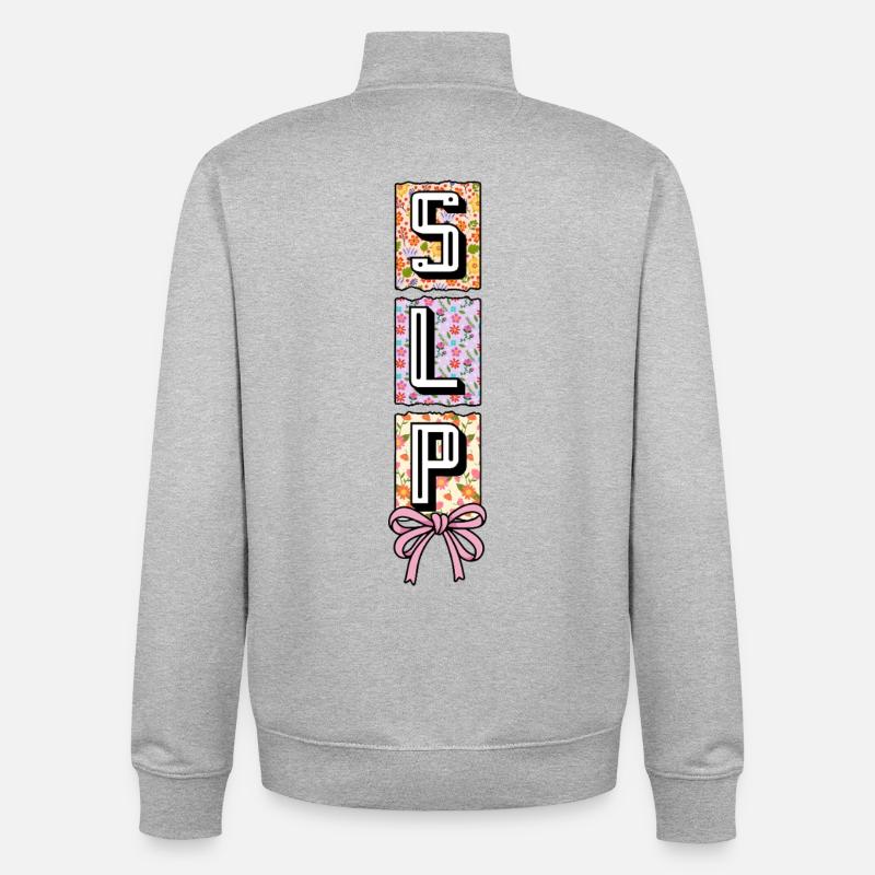 SLP Speech Language Pathology Speech Therapist - Unisex Organic Zip Sweatshirt by Stanley/Stella - heather grey