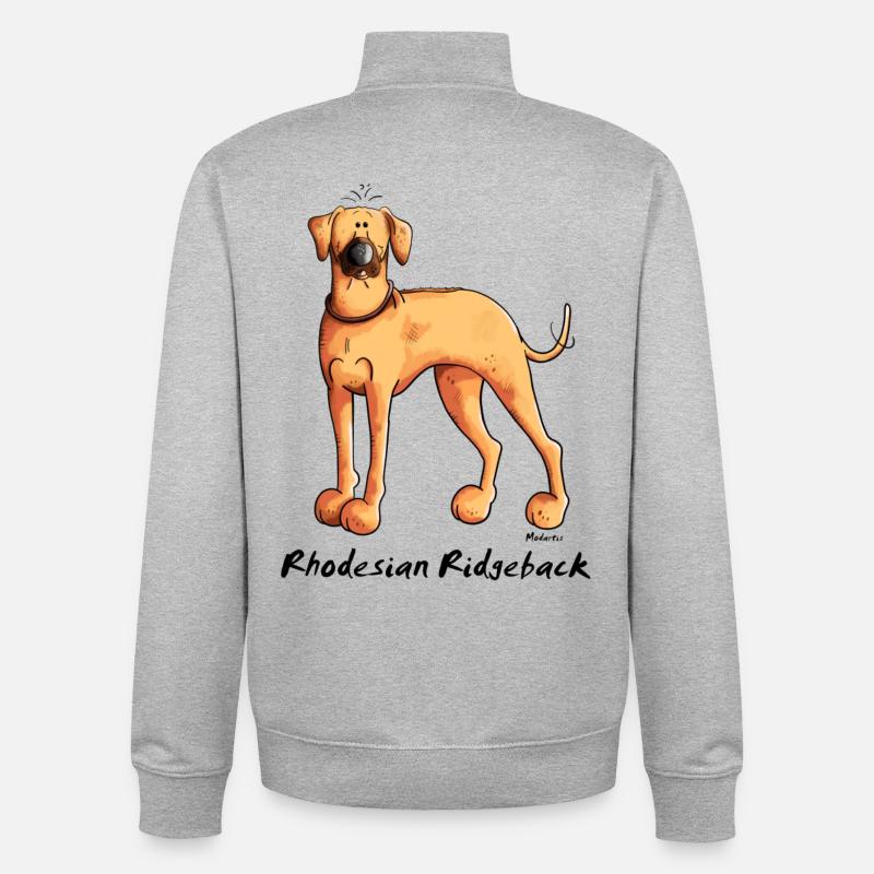 Drôle Rhodesian Ridgeback - Sweat zippé unisexe en coton bio Stanley/Stella - gris chiné
