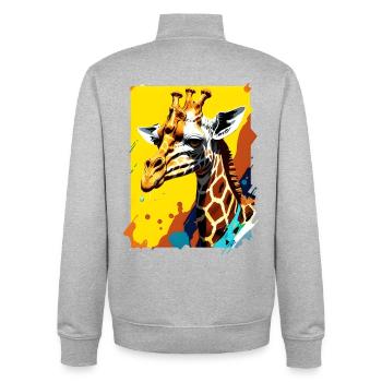 Giraffe Color Explosion Neon - Unisex Organic Zip Sweatshirt by Stanley/Stella - heather grey - Back - AI Model Male 185 light (185cm)