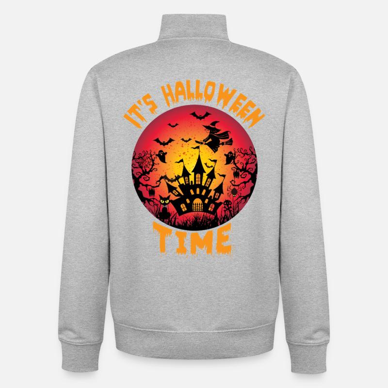 C’est l’heure d’Halloween Design - Sweat zippé unisexe en coton bio Stanley/Stella - gris chiné