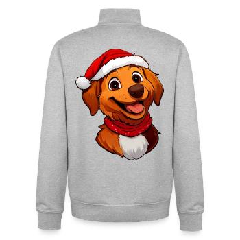Hund Weihnachtsmann - Unisex Organic Zip Sweatshirt von Stanley/Stella - Grau meliert - Hinten - AI Model Male 185 light (185cm)
