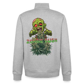 Zombie Kush - Sweat zippé unisexe en coton bio Stanley/Stella - gris chiné - Dos - AI Model Male 185 light (185cm)
