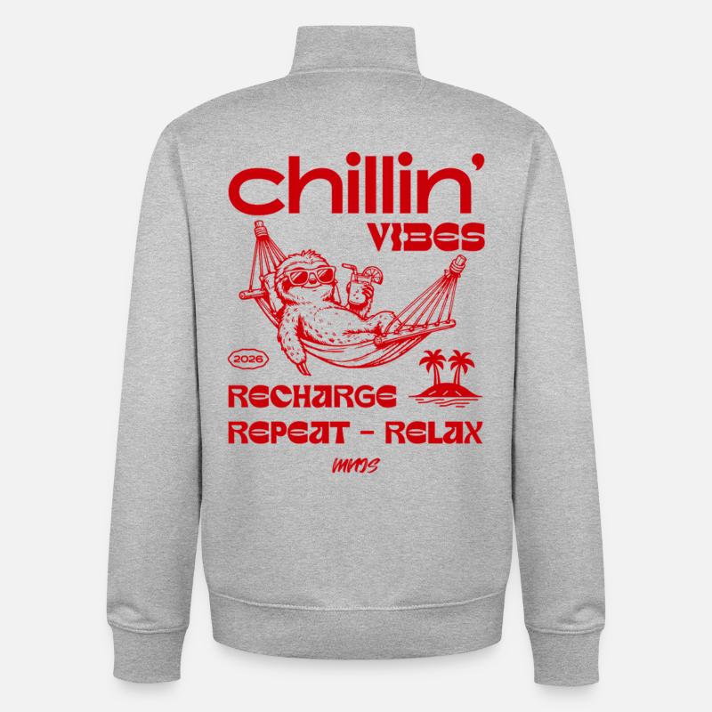 Chillin' Vibes Hammock Relax - Unisex Organic Zip Sweatshirt von Stanley/Stella - Grau meliert