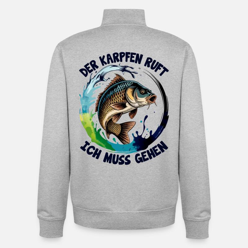 Karpfen ruft  - Unisex Organic Zip Sweatshirt von Stanley/Stella - Grau meliert