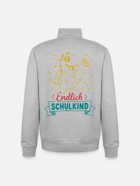Endlich Schulkind Dino mit Blume - Unisex Organic Zip Sweatshirt von Stanley/Stella - Grau meliert