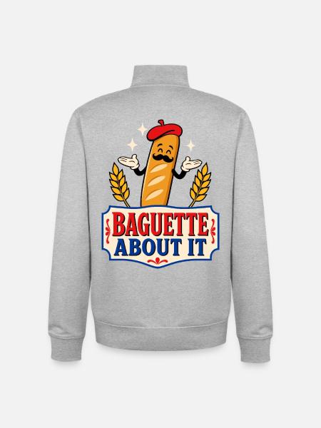 Baguette About It – Humour français - Sweat zippé unisexe en coton bio Stanley/Stella - gris chiné