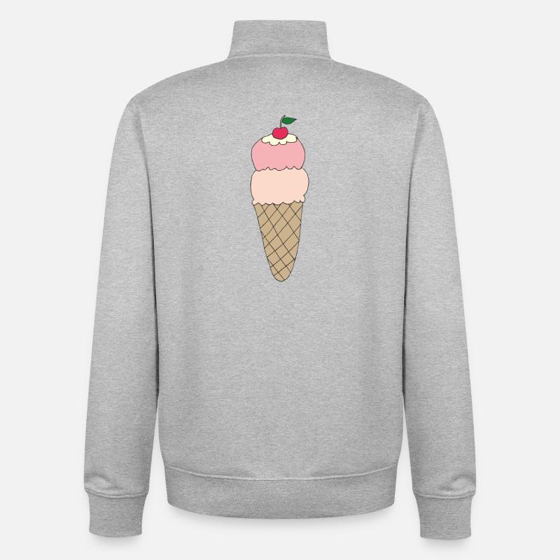 Eiscreme mit Kirsche Design - Unisex Organic Zip Sweatshirt von Stanley/Stella - Grau meliert