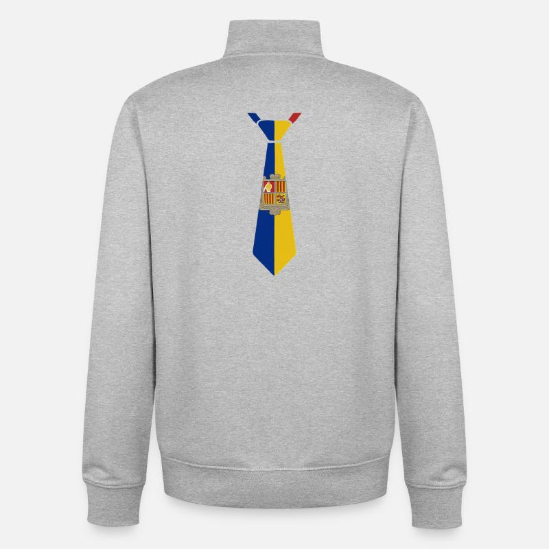 Cravate roumanie – Conception du drapeau - Sweat zippé unisexe en coton bio Stanley/Stella - gris chiné