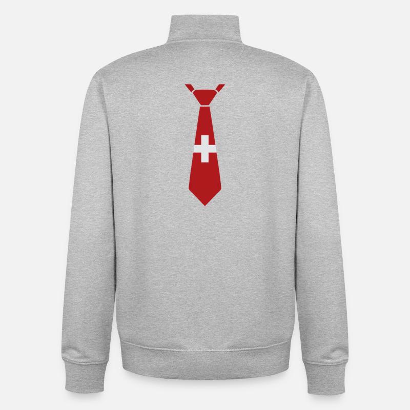 Cravate suisse – Conception du drapeau - Sweat zippé unisexe en coton bio Stanley/Stella - gris chiné
