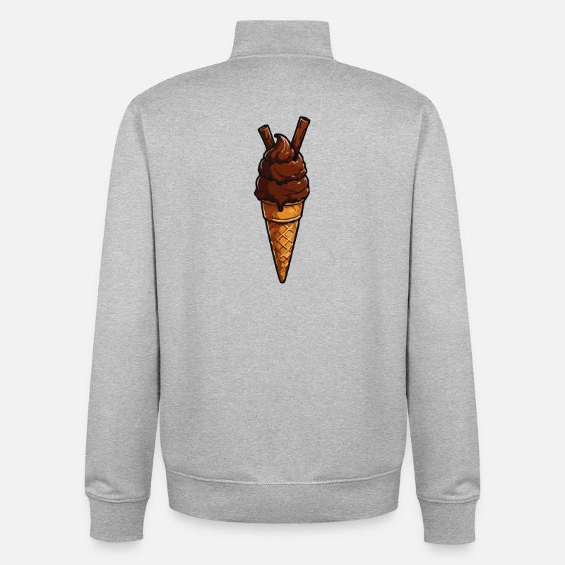Schokoladen-Eis Cone Muster - Unisex Organic Zip Sweatshirt by Stanley/Stella - heather grey