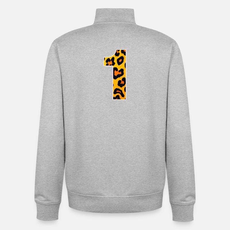 Imprimé léopard jaune-orangé - Sweat zippé unisexe en coton bio Stanley/Stella - gris chiné