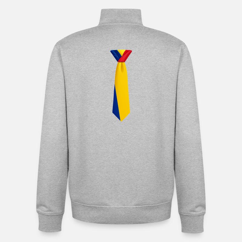Cravate roumanie – Conception du drapeau - Sweat zippé unisexe en coton bio Stanley/Stella - gris chiné