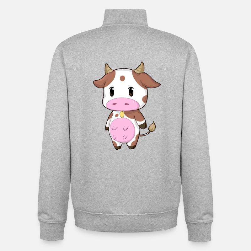 Vache douce - Sweat zippé unisexe en coton bio Stanley/Stella - gris chiné