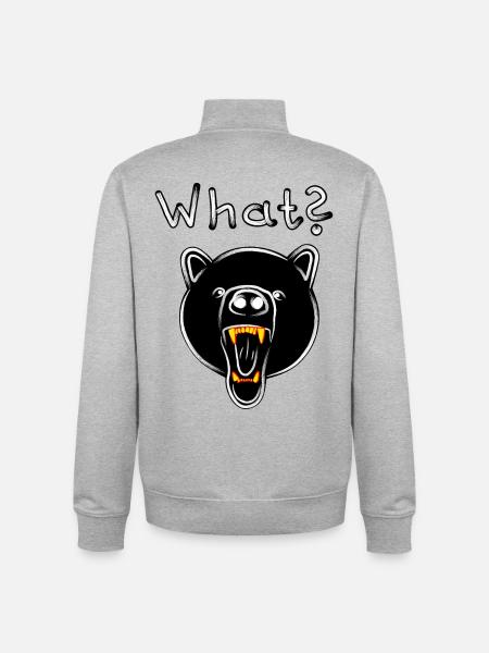 Grizzly Bear with WHAT? - dark - Unisex Organic Zip Sweatshirt by Stanley/Stella - heather grey