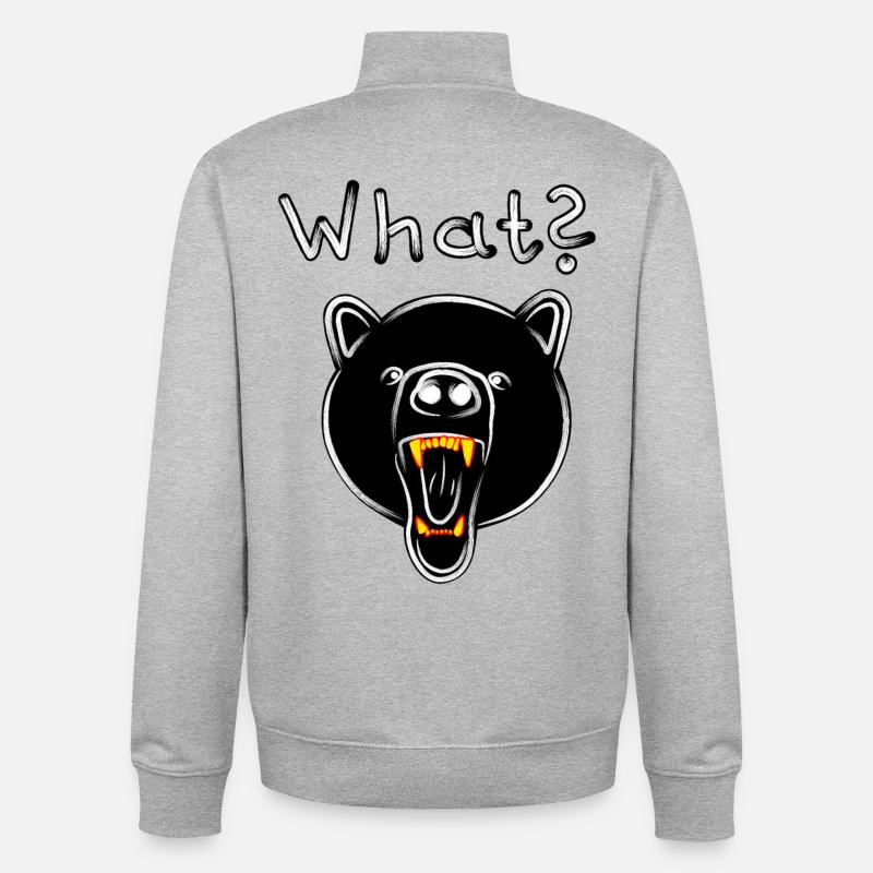 Grizzly Bear avec QUOI? - sombre - Sweat zippé unisexe en coton bio Stanley/Stella - gris chiné