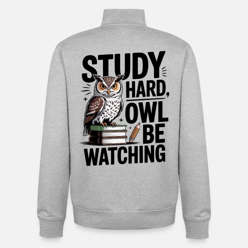 weise Eule - Unisex Organic Zip Sweatshirt von Stanley/Stella - Grau meliert