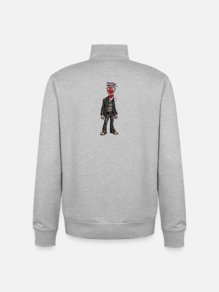 Clown urbain en look cuir - Sweat zippé unisexe en coton bio Stanley/Stella - gris chiné