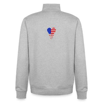 Rotblaues Herz der amerikanischen Flagge - Unisex Organic Zip Sweatshirt von Stanley/Stella - Grau meliert - Hinten - AI Model Male 185 light (185cm)