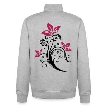 Flowers with filigree floral ornament. Feminine. - Unisex Organic Zip Sweatshirt by Stanley/Stella - heather grey - Back - AI Model Male 185 light (185cm)