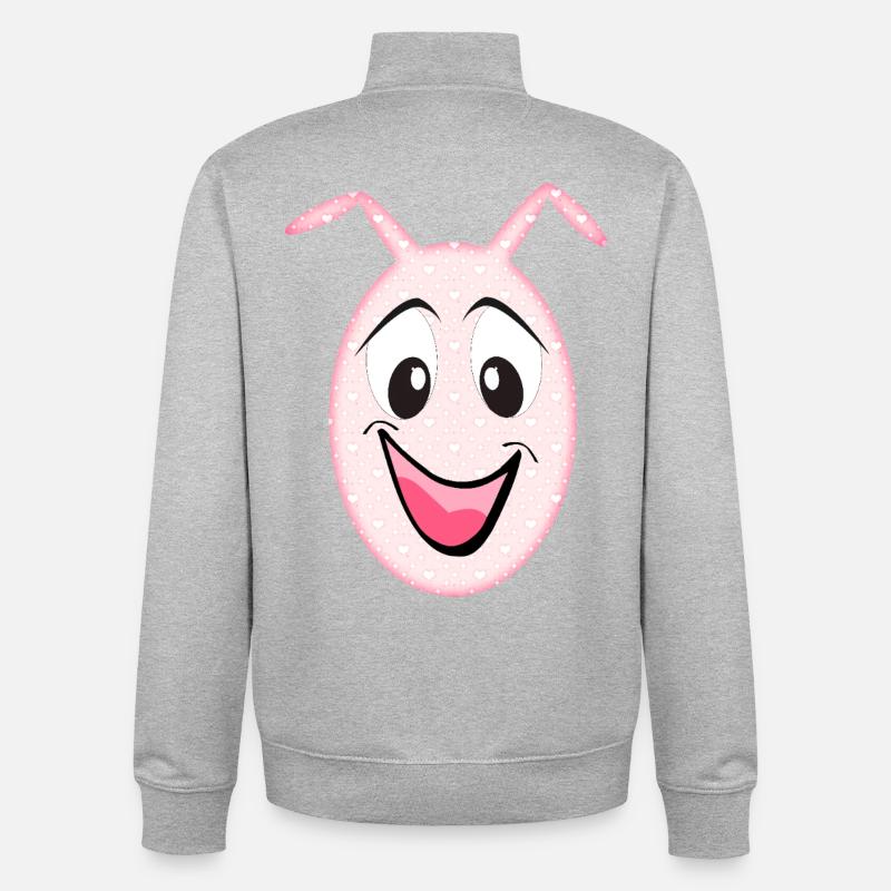 kleines süßes Monster Bunny Gesicht Herzchen - Unisex Organic Zip Sweatshirt von Stanley/Stella - Grau meliert