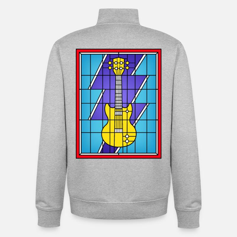 Buntglasgelbe E-Gitarre - Unisex Organic Zip Sweatshirt von Stanley/Stella - Grau meliert