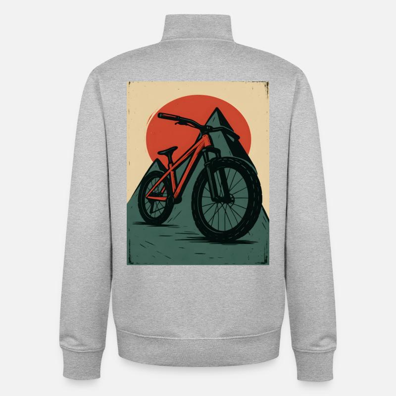 VTT avec soleils et pyramide - Sweat zippé unisexe en coton bio Stanley/Stella - gris chiné