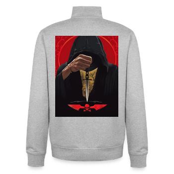 Mann in Kapuze mit Pendel - Unisex Organic Zip Sweatshirt von Stanley/Stella - Grau meliert - Hinten - AI Model Male 185 light (185cm)