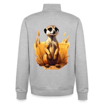 A meerkat in the savannah - Unisex Organic Zip Sweatshirt by Stanley/Stella - heather grey - Back - AI Model Male 185 light (185cm)
