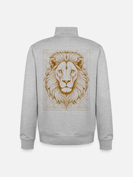 Geometric lion head with ornament - Unisex Organic Zip Sweatshirt by Stanley/Stella - heather grey
