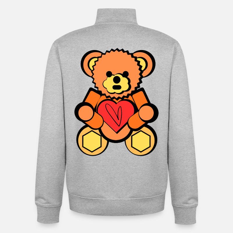 Bär mit Herz Block Art  - Unisex Organic Zip Sweatshirt von Stanley/Stella - Grau meliert